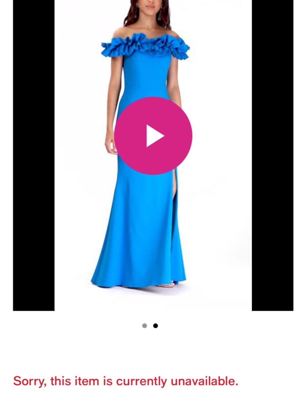 NWT Escape Ruffled One-Shoulder Blue Prom/Formal Dress - Picture 2 of 7